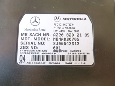 Mercedes Motorola Voice Control System Module A22082021854